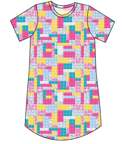 Cupcake Blocks Ladies' T-Shirt Dress