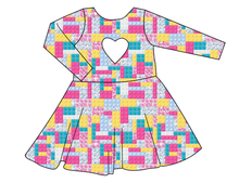 Load image into Gallery viewer, Cupcake Blocks Molly Heart Back Twirly Dress