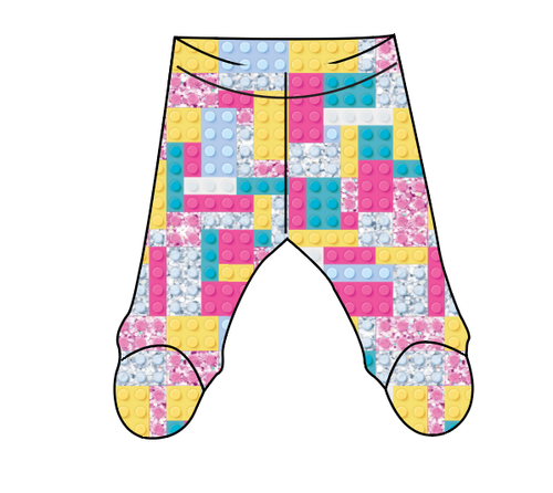 Cupcake Blocks Newborn Footed Pants