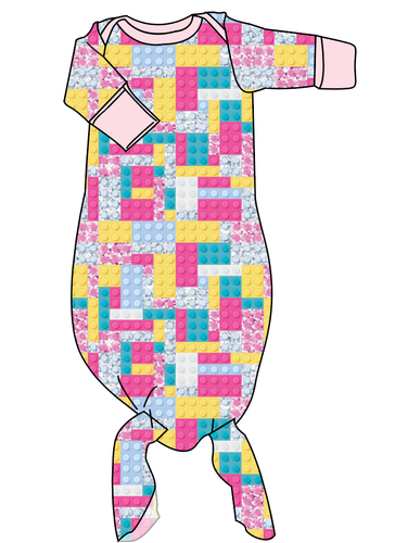 Cupcake Blocks Newborn Knotted Gown