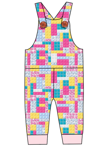 Cupcake Blocks Overalls and Shortalls