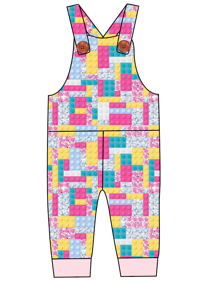 Cupcake Blocks Overalls and Shortalls