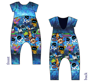 Astro Gamer Low Back Romper and Bubble Romper