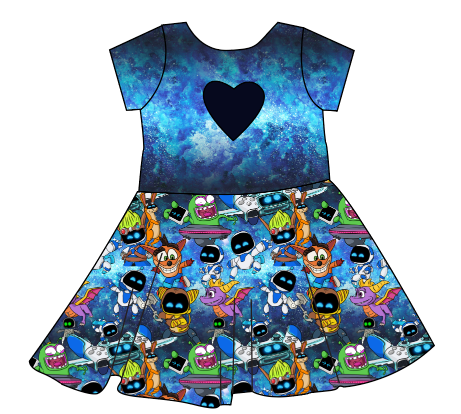 Astro Gamer Molly Heart Back Twirly Dress