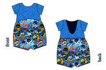 Load image into Gallery viewer, Astro Gamer Low Back Romper and Bubble Romper