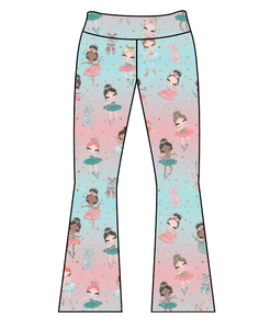 Athletic Prints Sports Mini Kids Flared Leggings