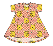 Load image into Gallery viewer, Hunny Bear Check Basic T-Shirt Dress