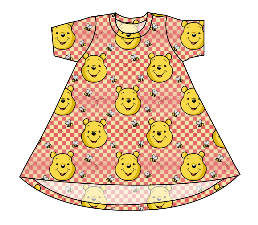 Hunny Bear Check Basic T-Shirt Dress