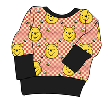 Load image into Gallery viewer, Hunny Bear Check Grow With Me Hoodie (or Crewneck)