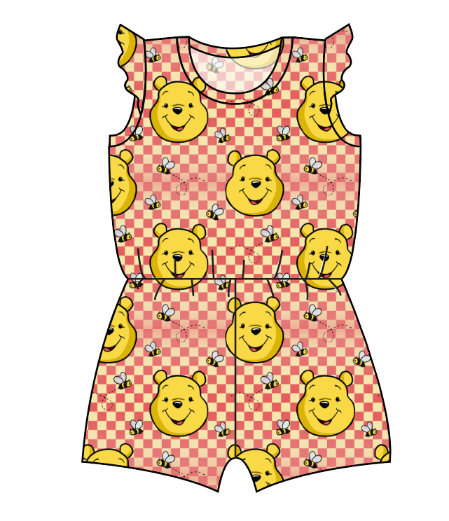 Hunny Bear Check Ivy Summer Romper