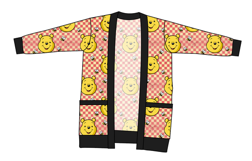 Hunny Bear Check Ladies' Grandpa Cardigan