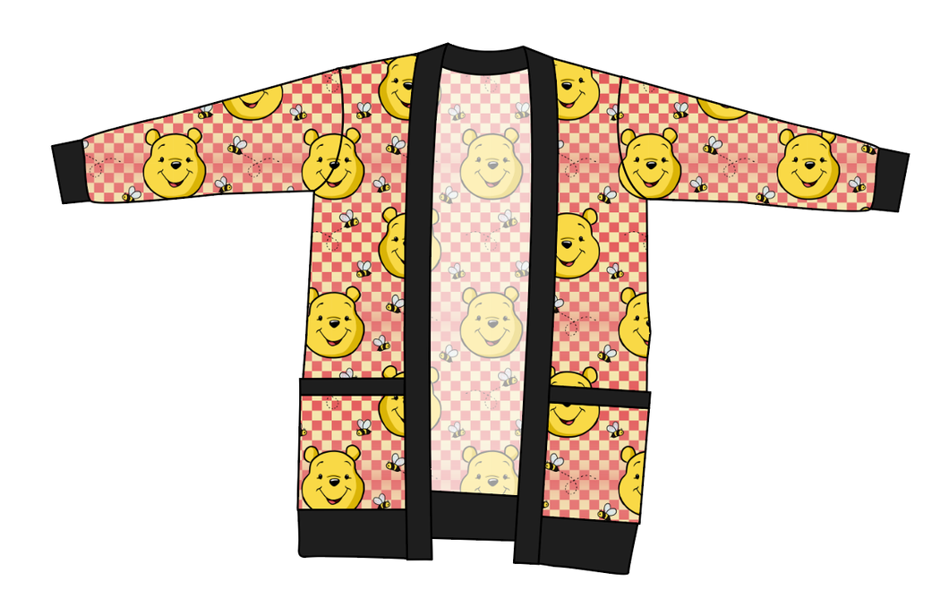 Hunny Bear Check Ladies' Grandpa Cardigan