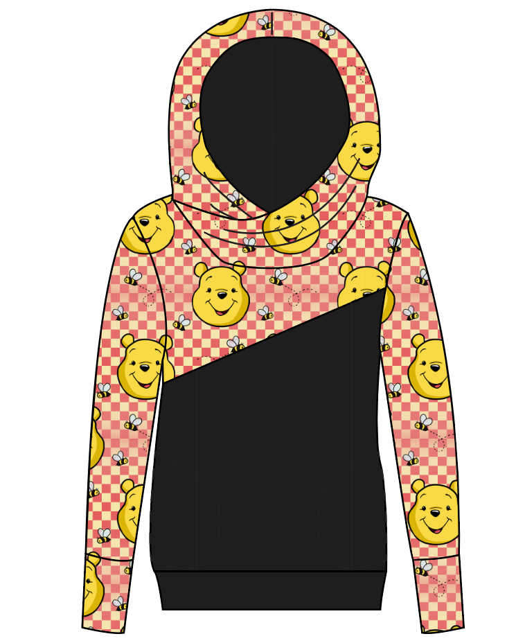 Hunny Bear Check Ladies Hoodie