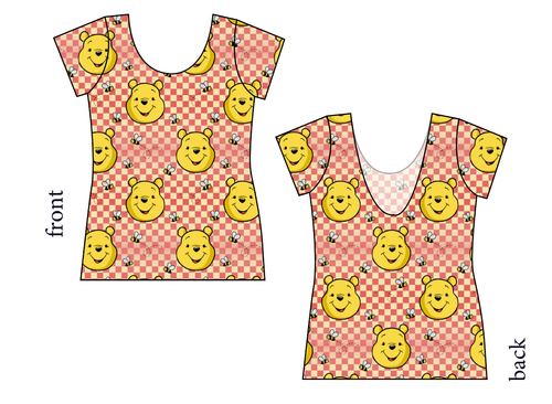 Hunny Bear Check Ladies' Low Back Ballerina Tee