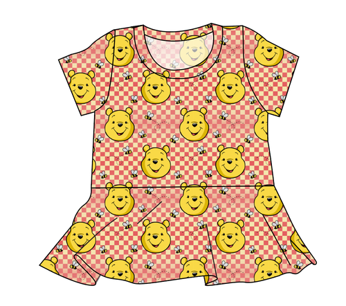 Hunny Bear Check Ladies' Peplum Top