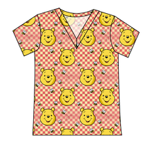 Load image into Gallery viewer, Hunny Bear Check Ladies&#39; Slouchy V-Neck Tee