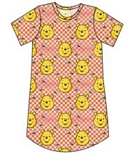 Load image into Gallery viewer, Hunny Bear Check Ladies&#39; T-Shirt Dress