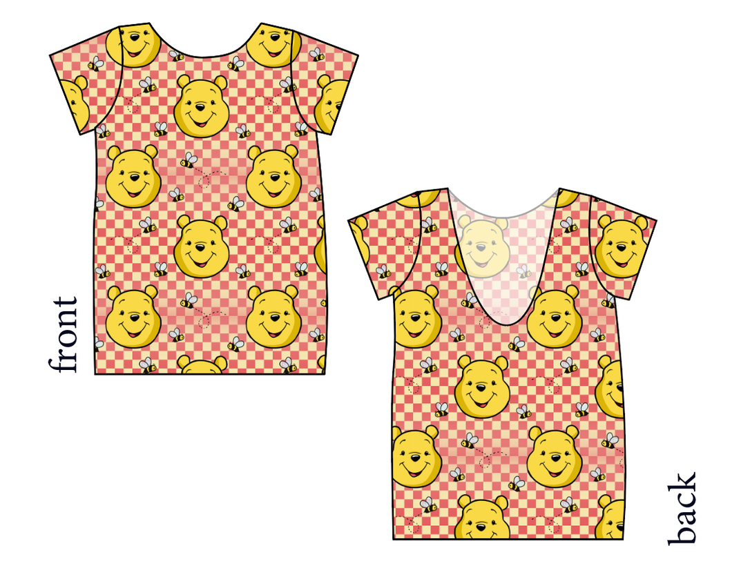 Hunny Bear Check Low Back Ballerina Tee