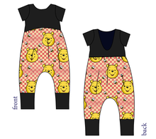 Load image into Gallery viewer, Hunny Bear Check Low Back Romper and Bubble Romper