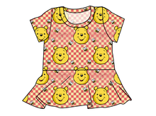 Load image into Gallery viewer, Hunny Bear Check Peplum Top