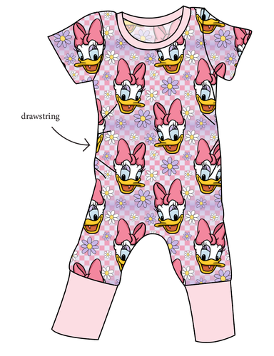 Daisy Check Grow With Me Pants And Shorts Romper