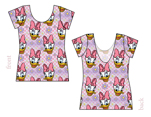 Daisy Check Ladies' Low Back Ballerina Tee