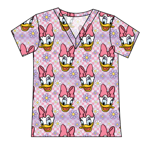 Daisy Check Ladies' Slouchy V-Neck Tee