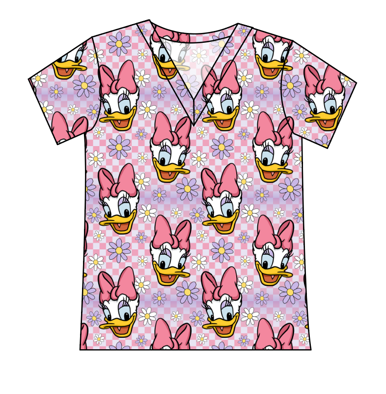 Daisy Check Ladies' Slouchy V-Neck Tee