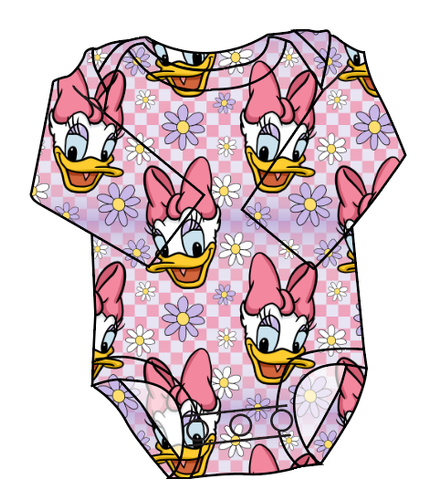 Daisy Check Lap Neck Bodysuit