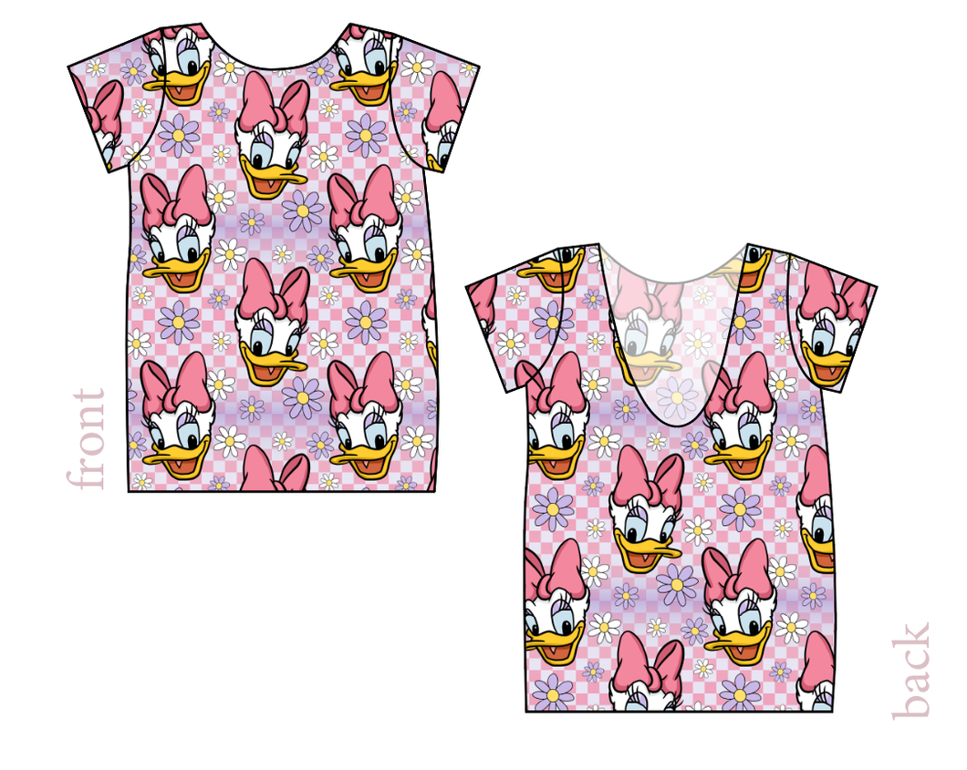 Daisy Check Low Back Ballerina Tee