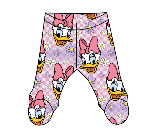 Daisy Check Newborn Footed Pants