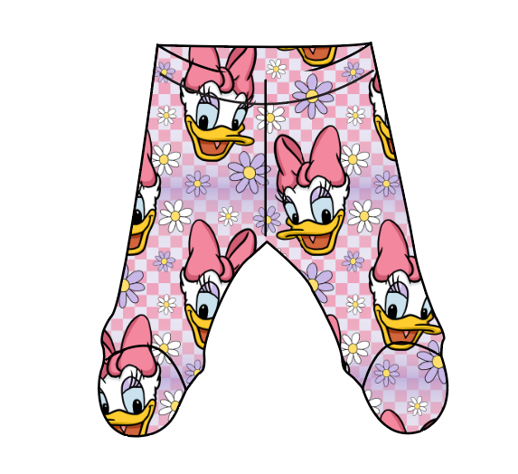 Daisy Check Newborn Footed Pants