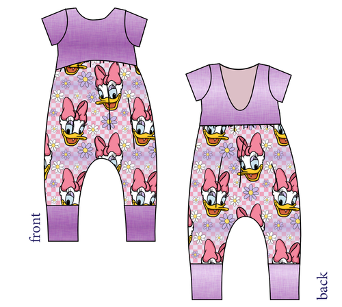 Daisy Check Low Back Romper and Bubble Romper