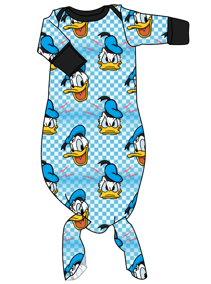 Donald Check Newborn Knotted Gown