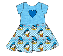 Load image into Gallery viewer, Donald Check Molly Heart Back Twirly Dress