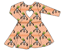 Load image into Gallery viewer, Goofy Check Molly Heart Back Twirly Dress
