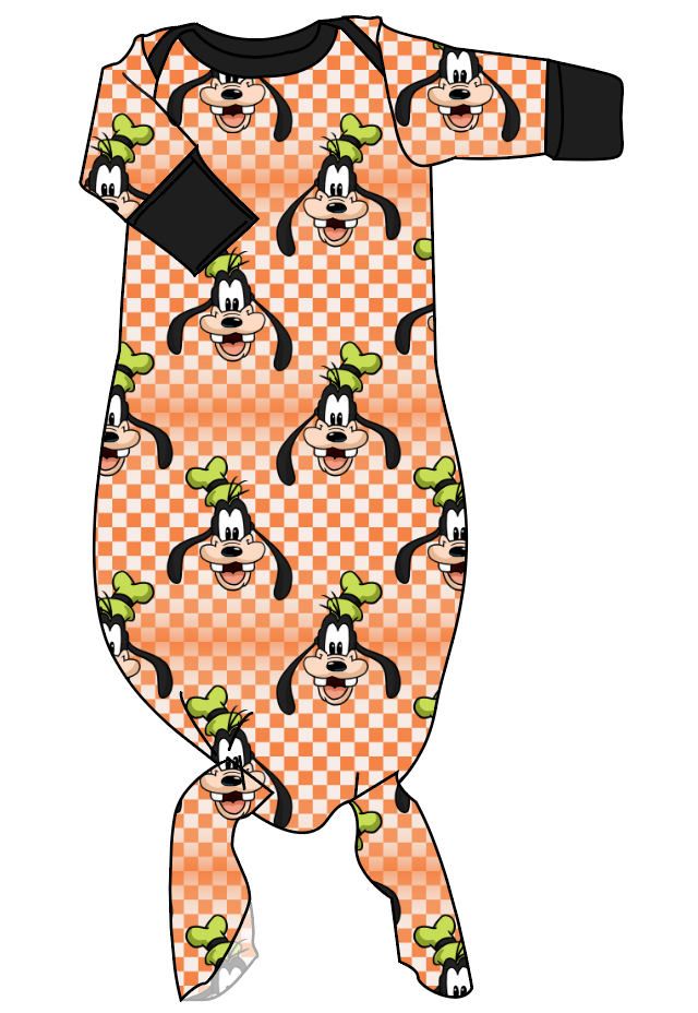 Goofy Check Newborn Knotted Gown