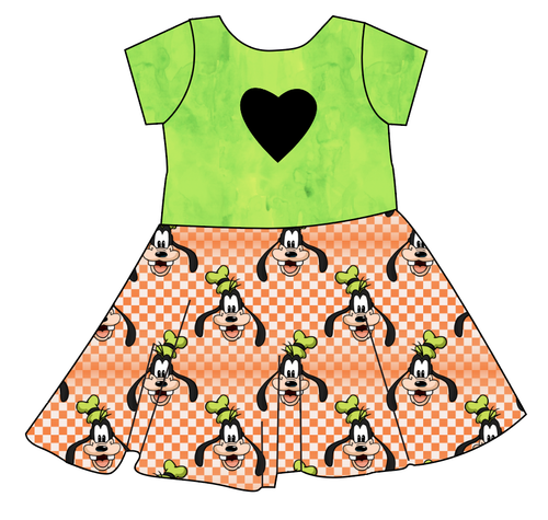 Goofy Check Molly Heart Back Twirly Dress