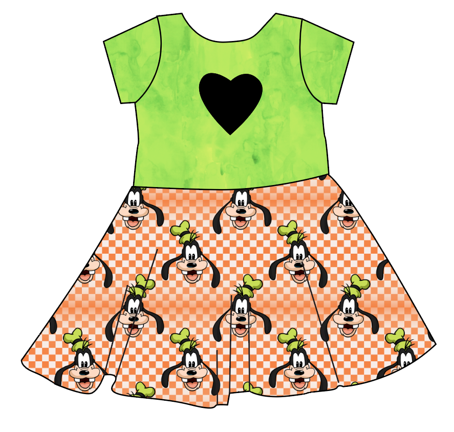 Goofy Check Molly Heart Back Twirly Dress