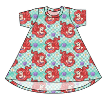 Load image into Gallery viewer, Sea Princess Check Basic T-Shirt Dress