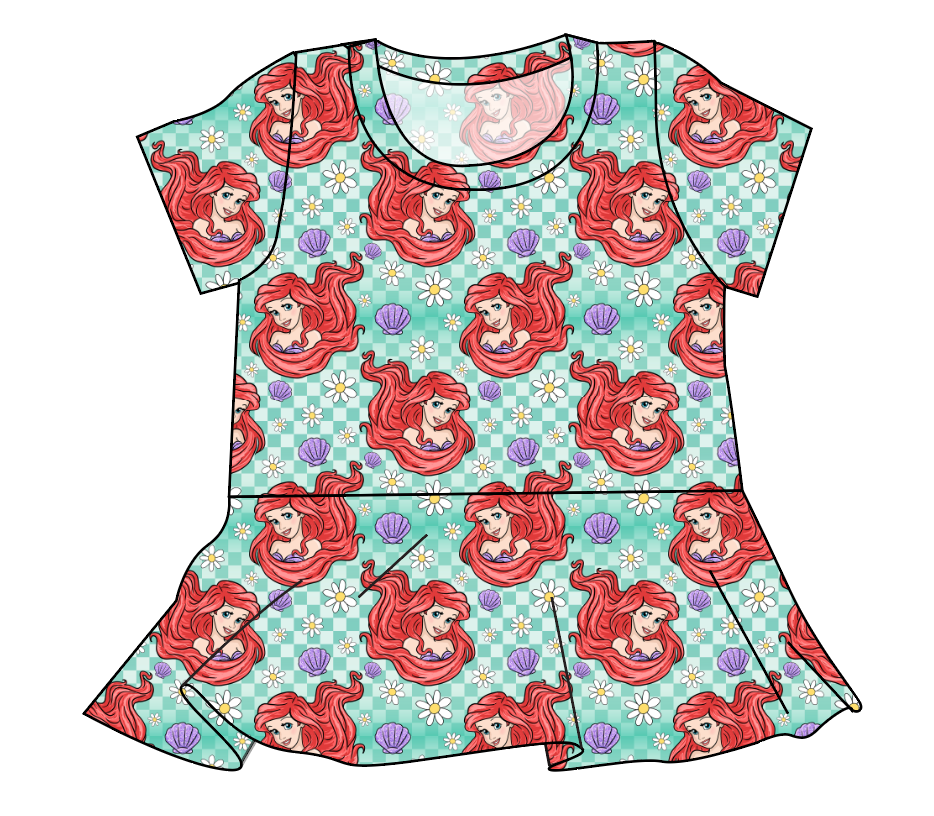 Sea Princess Check Ladies' Peplum Top