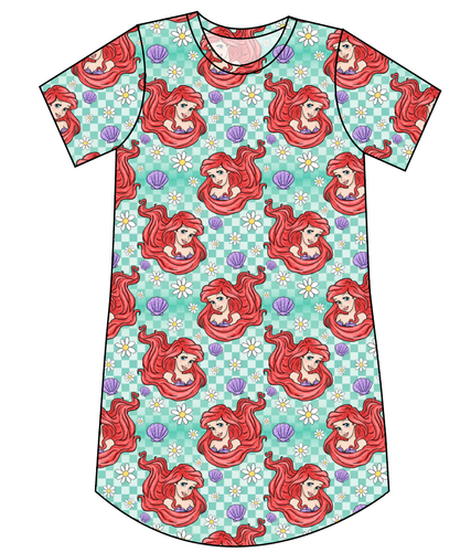 Sea Princess Check Ladies' T-Shirt Dress