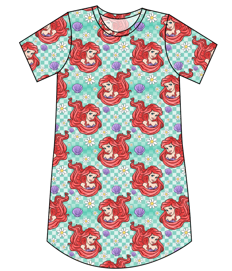 Sea Princess Check Ladies' T-Shirt Dress