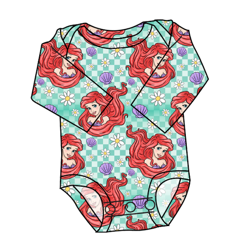 Sea Princess Check Lap Neck Bodysuit
