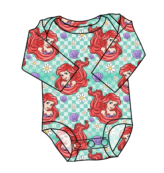 Sea Princess Check Lap Neck Bodysuit