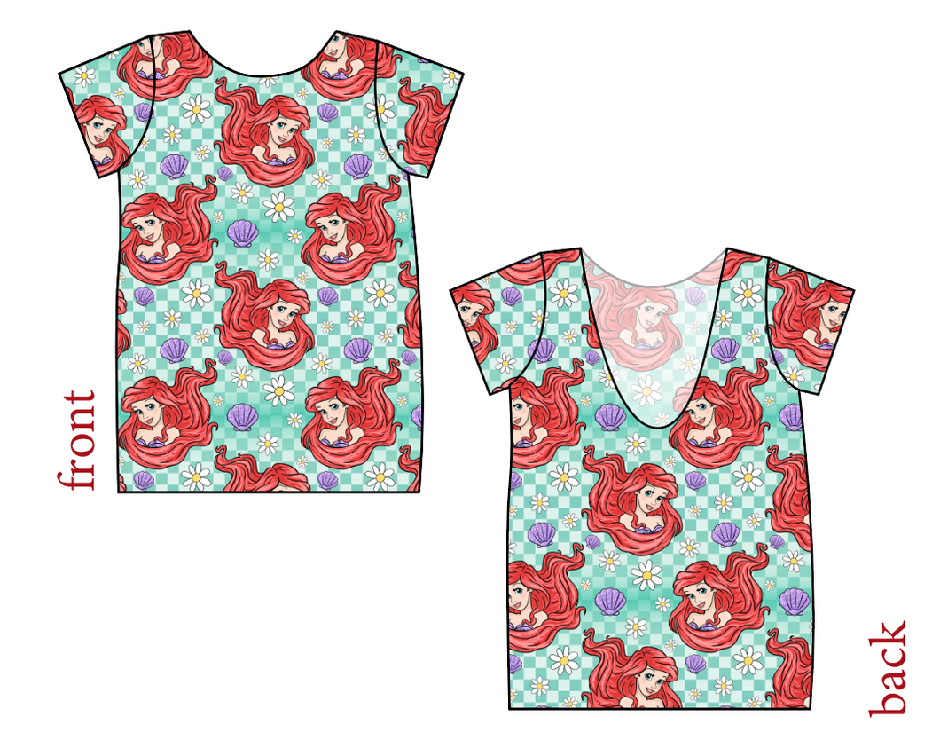 Sea Princess Check Low Back Ballerina Tee