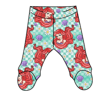 Load image into Gallery viewer, Sea Princess Check Newborn Footed Pants