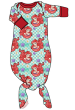 Load image into Gallery viewer, Sea Princess Check Newborn Knotted Gown