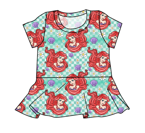 Sea Princess Check Peplum Top