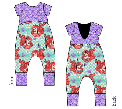 Sea Princess Check Low Back Romper and Bubble Romper